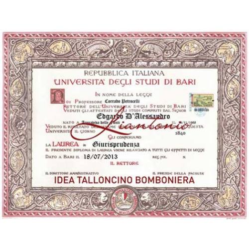 Talloncino Bomboniera Laurea Stampatu It
