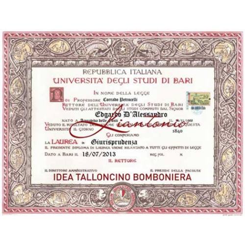 Talloncino Bomboniera Laurea Stampatu It