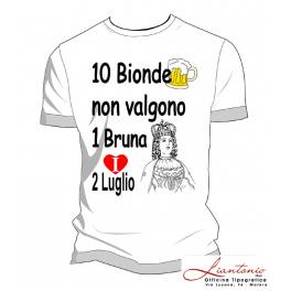 T-shirt 10 bionde non valgono una bruna