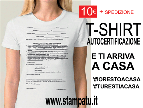 T shirt Autocertificazione stampatu